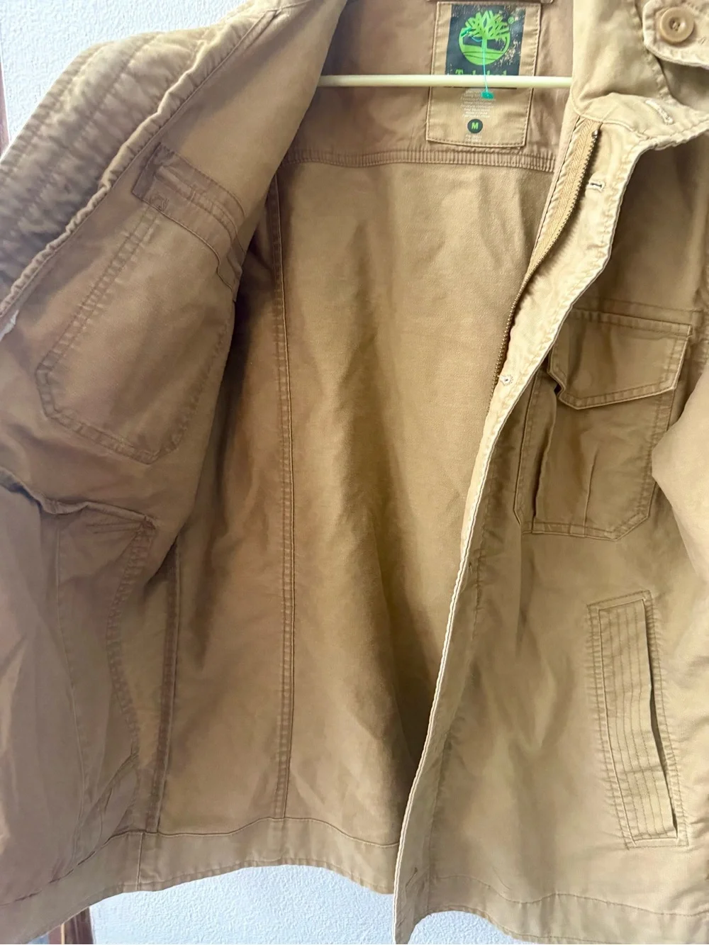 Timberland Khaki 100% Cotton Military Field Nehru Collar Jacket Mens M